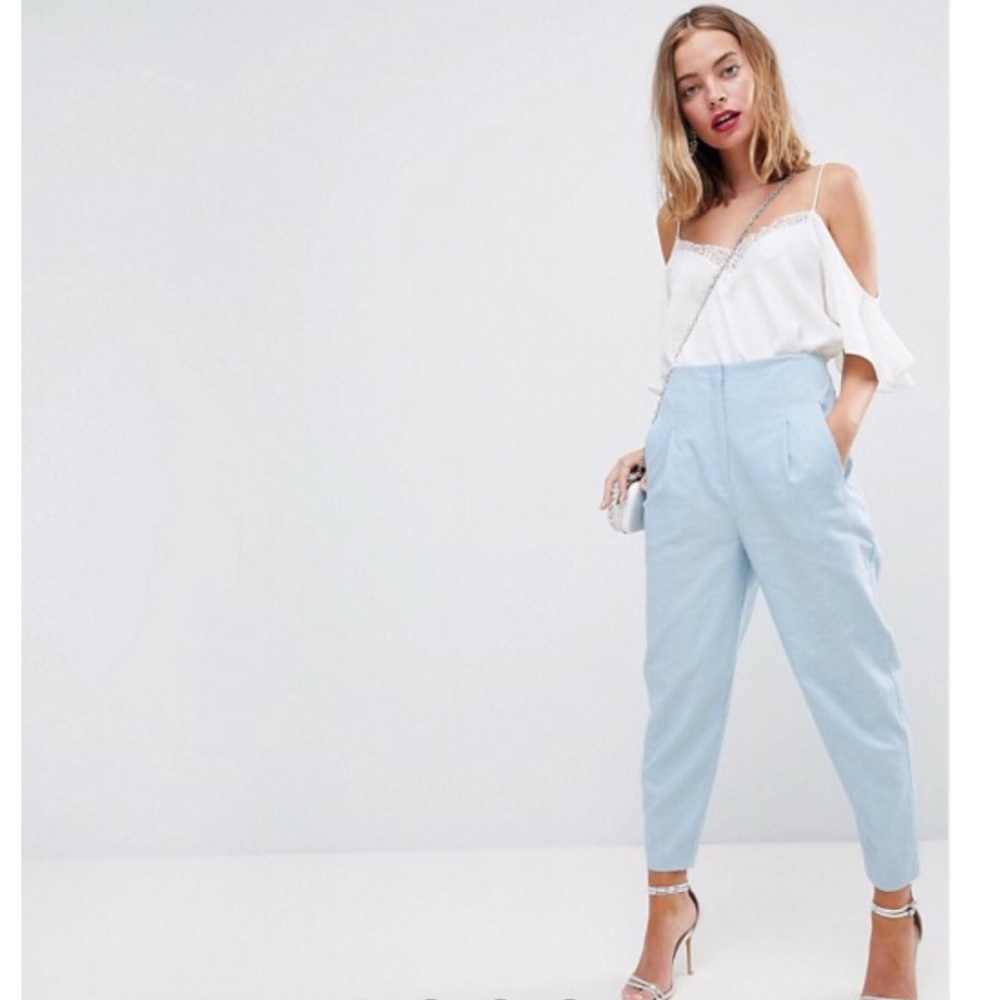 Tailored Clean High Waist Linen Peg Pants sz 2 & 4